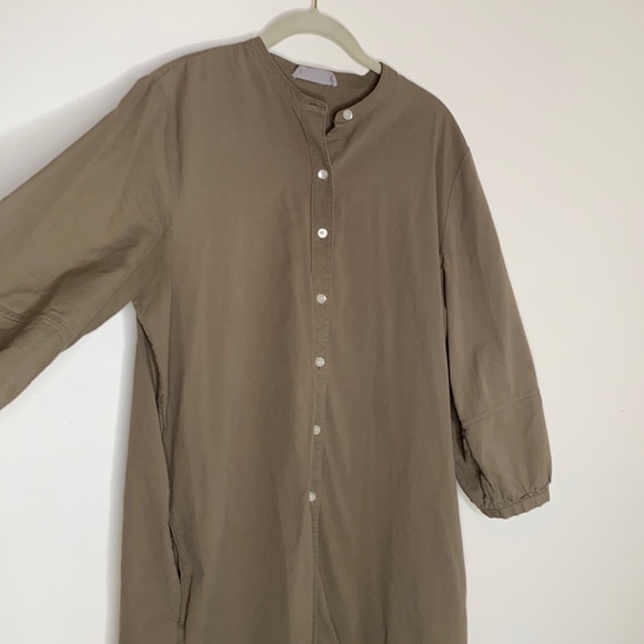 Everlane Cotton Green Button Up Dress Size 12 - Picture 2 of 10